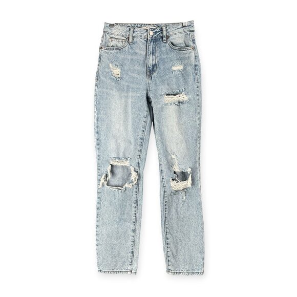 PacSun Mom Jean Womens 24 Light Wash Distressed Mid Rise Y2K Grunge Skater 24x27 - Picture 1 of 8